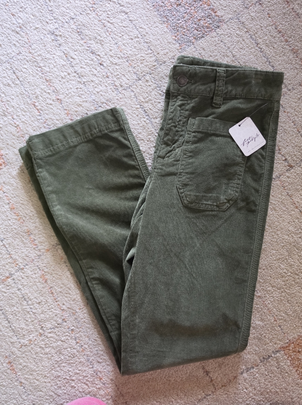 NWT Free People Olive Green Bootcut Utility Pants Size 2 Cargo Pocket Boho